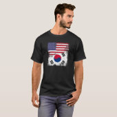 半韓国国旗ヴィンテージUSAギフト Tシャツ (正面フル)