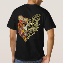 半顔ライオンアート メンズTシャツ Tシャツ