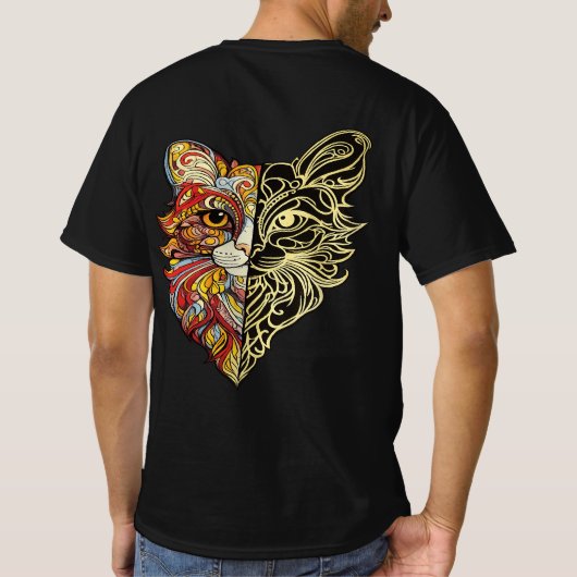 半顔ライオンアート メンズTシャツ Tシャツ (裏面)