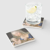 半食べられたナシ1512年を握っているヴァージンおよび子供 ストーンコースター (横)