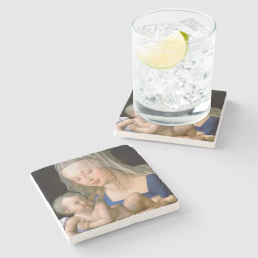 半食べられたナシ1512年を握っているヴァージンおよび子供 ストーンコースター (横)