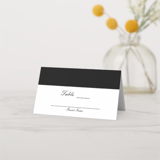 半黒と白のクラステーエレガントブル番号 プレイスカード (裏面)