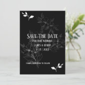半黒フォーマル白フラット日付カードを保存 セーブザデート (スタンド正面)