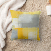 「卑劣な」灰色および黄色の抽象美術の枕 クッション (ブランケット)