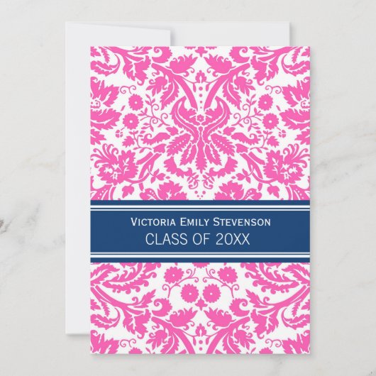 卒カスタム業パーティー招待状ピンクブルー 招待状 (正面)