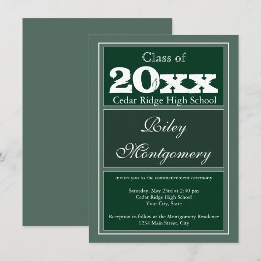 卒カスタム業発表緑 招待状 (正面/裏面)