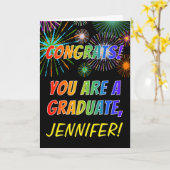 卒カラフル業祝い+名前をカスタムする カード (黄色い花)