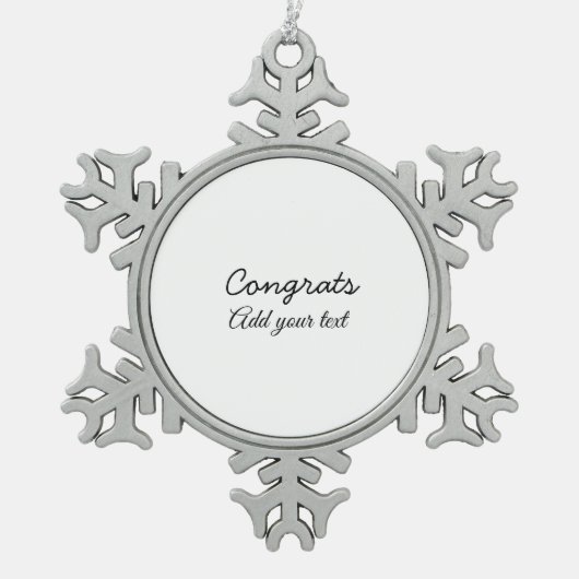 卒シンプル業おめでとう スノーフレークピューターオーナメント (正面)