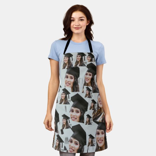 卒パーソナライズされた業写おもしろい真顔 エプロン (着用した状態)