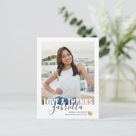 卒モダン業おパーソナライズされた礼のはがき ポストカード (スタンド正面)