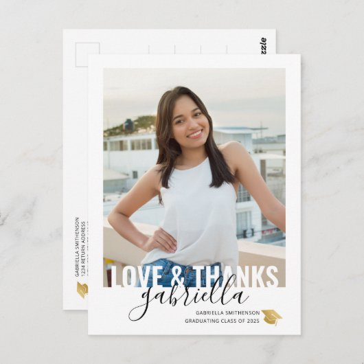 卒モダン業おパーソナライズされた礼のはがき ポストカード (正面/裏面)