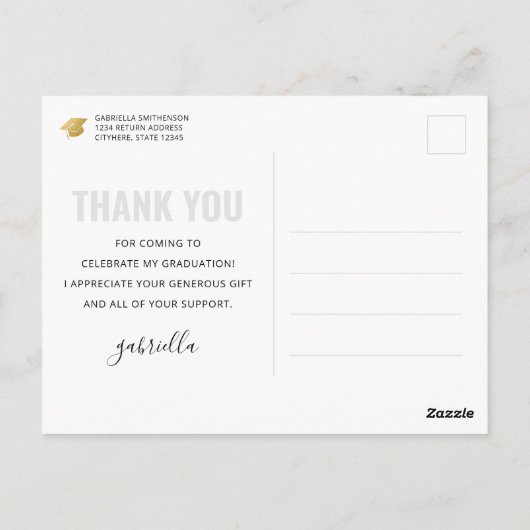 卒モダン業おパーソナライズされた礼のはがき ポストカード (裏面)