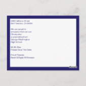 卒モダン業写真保存日付パーティー青 ポストカード (裏面)