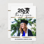 卒モダン業年金ゴールド白 |写真 サンキューカード (正面/裏面)