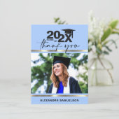 卒モダン業式年金ゴールド淡い青 |写真 サンキューカード (スタンド正面)