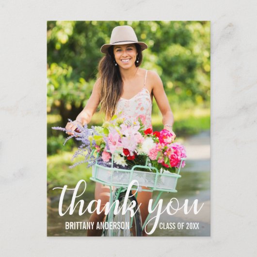 卒モダン業感謝写真W (空白の戻る) ポストカード (正面)