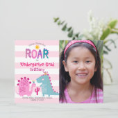 卒園写真恐竜の少女かわいい 案内状 (スタンド正面)