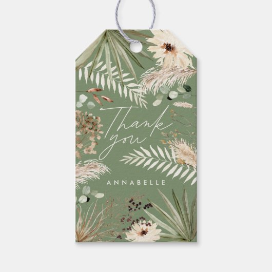 卒業あなた感謝していは緑のパンパスユーカリをセージ ギフトタグ (正面)