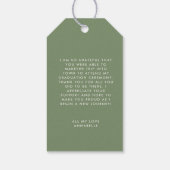 卒業あなた感謝していは緑のパンパスユーカリをセージ ギフトタグ (裏面)