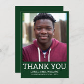 卒業ありがとうシンプルフォトグリーン サンキューカード (正面/裏面)