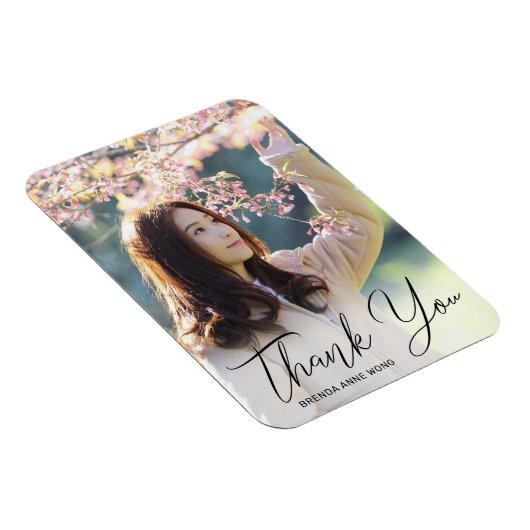 卒業ありがとうフォトブラックモダンスクリプト マグネット (右側)