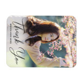 卒業ありがとうフォトブラックモダンスクリプト マグネット (横)