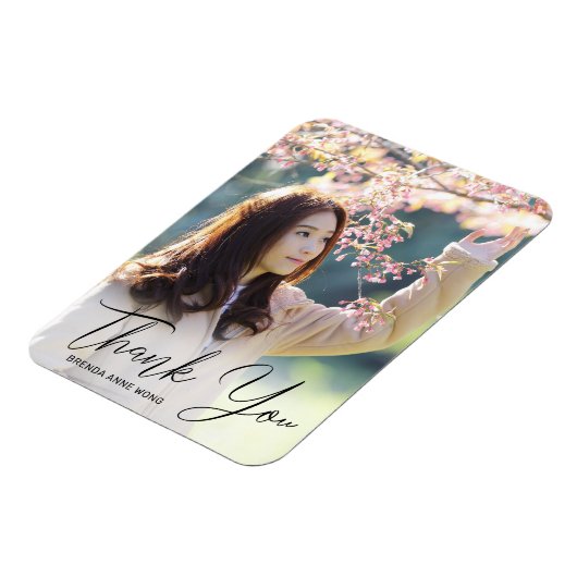 卒業ありがとうフォトブラックモダンスクリプト マグネット (左側)