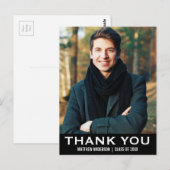 卒業ありがとうモダンフォトポストカードBW ポストカード (正面/裏面)