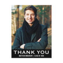 卒業ありがとうモダンフォトポストカードBW