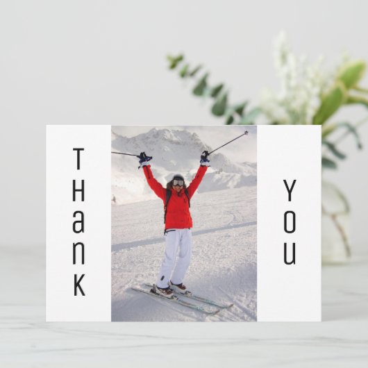 卒業ありがとうモダン白黒卒業写真 案内状 (スタンド正面)