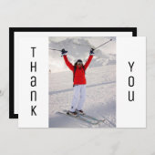 卒業ありがとうモダン白黒卒業写真 案内状 (正面/裏面)