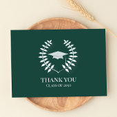 卒業ありがとう写真クラシックDark Green White サンキューカード