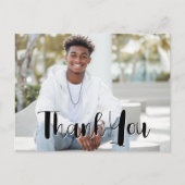 卒業ありがとう写真 – 黒いスクリプト ポストカード (正面)