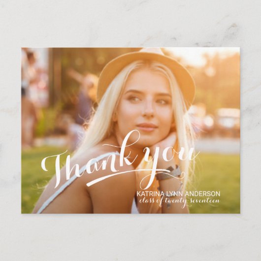 卒業ありがとう手書きスクリプトフォト ポストカード (正面)