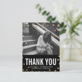 卒業ありがとう金ゴールド紙吹雪写真 ポストカード (スタンド正面)