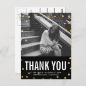 卒業ありがとう金ゴールド紙吹雪写真 ポストカード (正面/裏面)