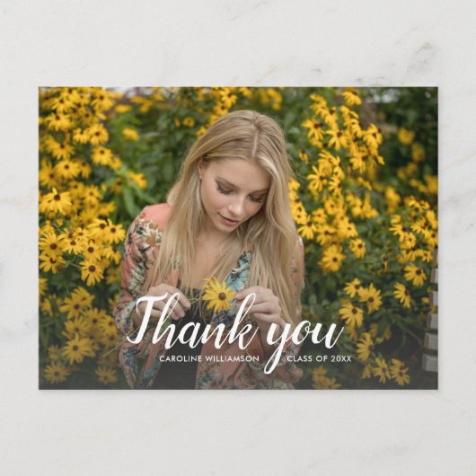 卒業ありがとう1つの大きな写真シックなスクリプト ポストカード (正面)