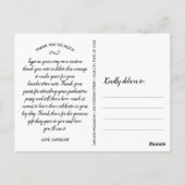 卒業ありがとう1つの大きな写真シックなスクリプト ポストカード (裏面)