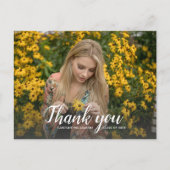 卒業ありがとう1つの大きな写真シックなスクリプト ポストカード (正面)