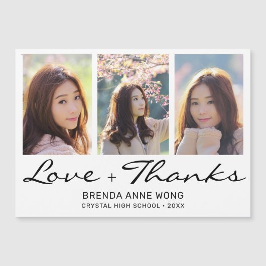 卒業ありがとう3枚の写真付き黒脚 (正面)