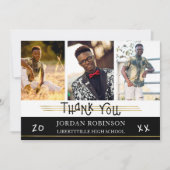 卒業ありがとう |金ゴールド行 |編集可能な色 招待状 (正面)