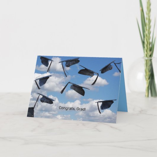 卒業おめでたい飛んでいる帽子 カード (正面)
