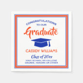 卒業おめでとうございますオレンジとブルーモダンの卒業 スタンダードカクテルナプキン (正面)