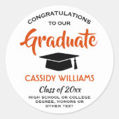 卒業おめでとうございますオレンジ ラウンドシール (正面)