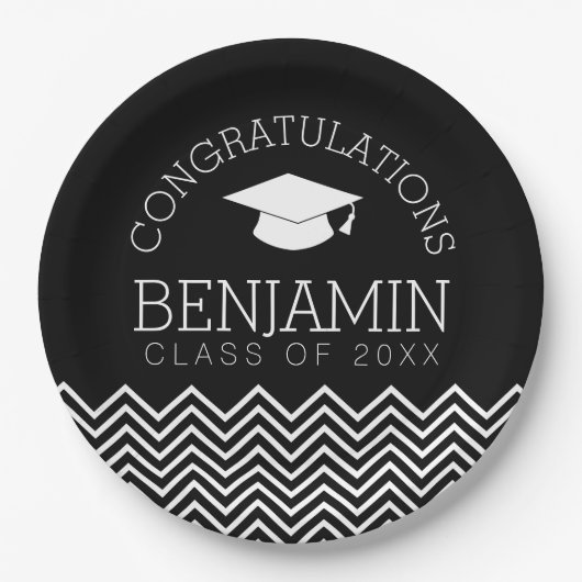 卒業おめでとうございますカラーを編集 ペーパープレート (正面)