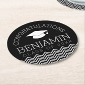 卒業おめでとうございますカラーを編集 ラウンドペーパーコースター (アングル)