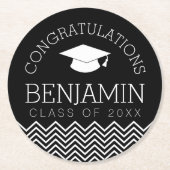 卒業おめでとうございますカラーを編集 ラウンドペーパーコースター (正面)