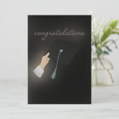 卒業おめでとうございますカード – 黒エレガント&黒 アドバイスカード (スタンド正面)