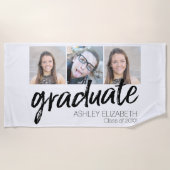 卒業おめでとうございますシニア3枚 ビーチタオル (正面)