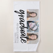 卒業おめでとうございますシニア3枚 ビーチタオル (正面)